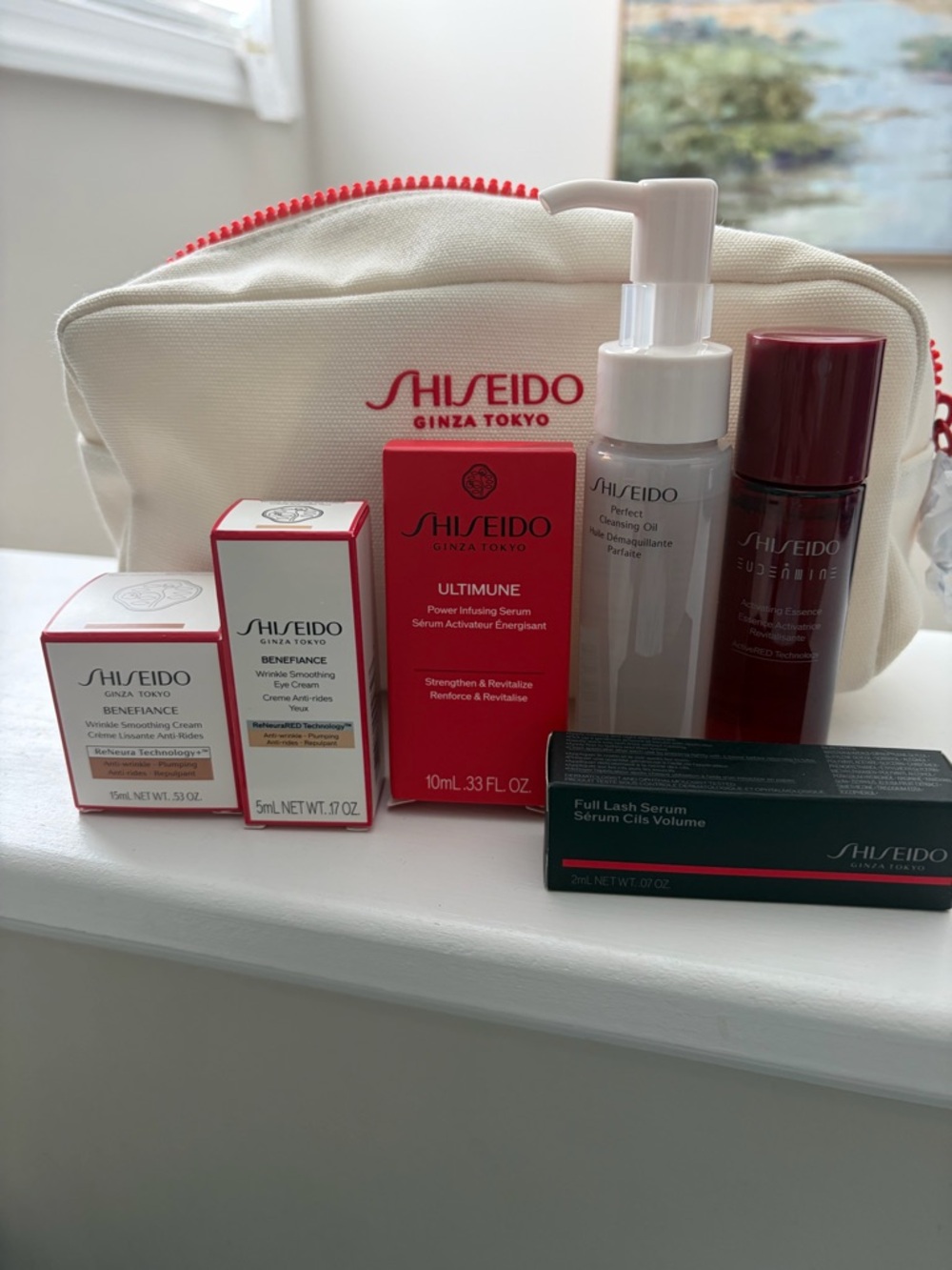 New 7 Piece Shiseido Set Benefiance Wrinkle Smoothing Eye Cream Serum Cleansing